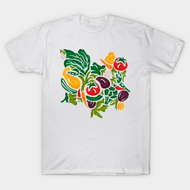 Veggie Delight- Fresh Garden Vegetables and Herbs T-Shirt by Winkeltriple